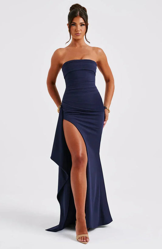 EVENYA | Comfortabele maxi jurk off-shoulders met twistdetail